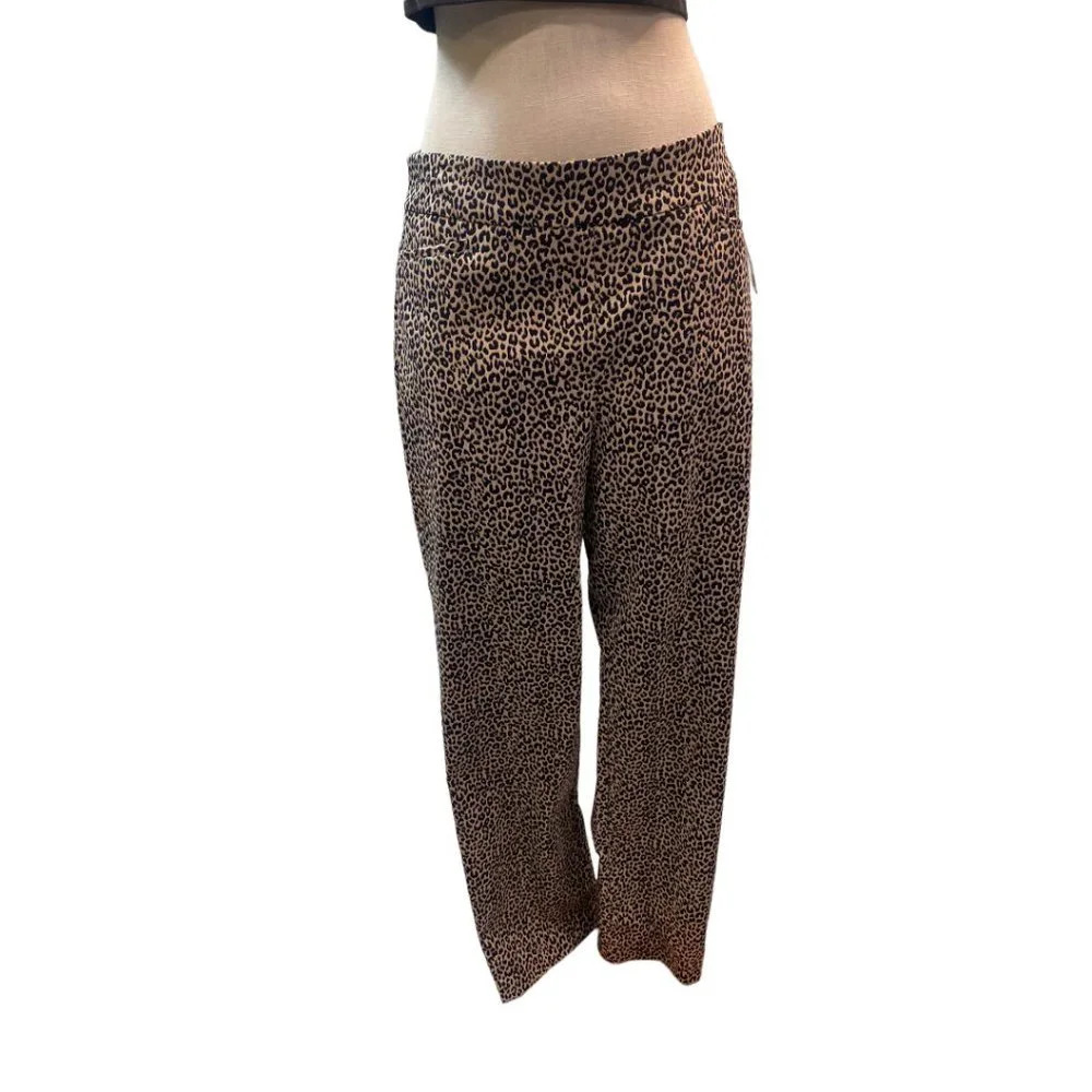 Chico's‎ Black Tank Leopard Pull On Pants Women's Size 10